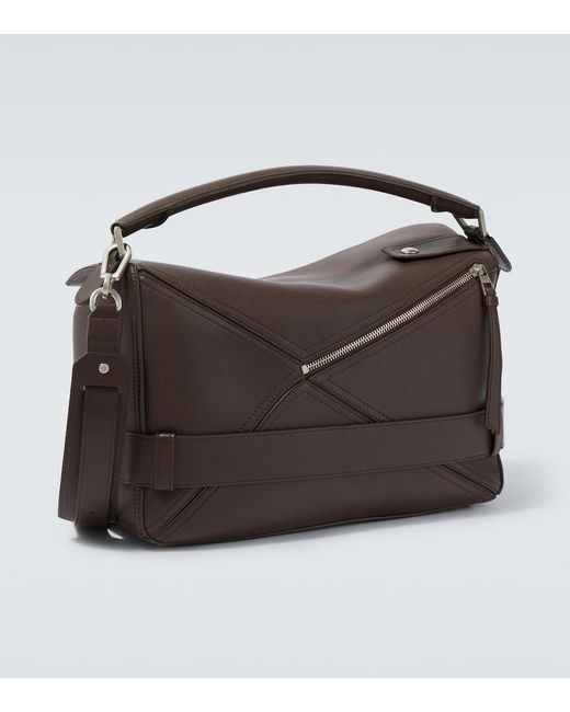 Loewe Black Puzzle Biker Large Leather Tote Bag for men