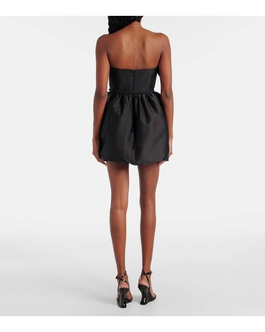 Roland Mouret Black Ruffled Draped Strapless Minidress