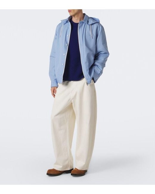 Sacai Blue Striped Cotton-Blend Jacket for men