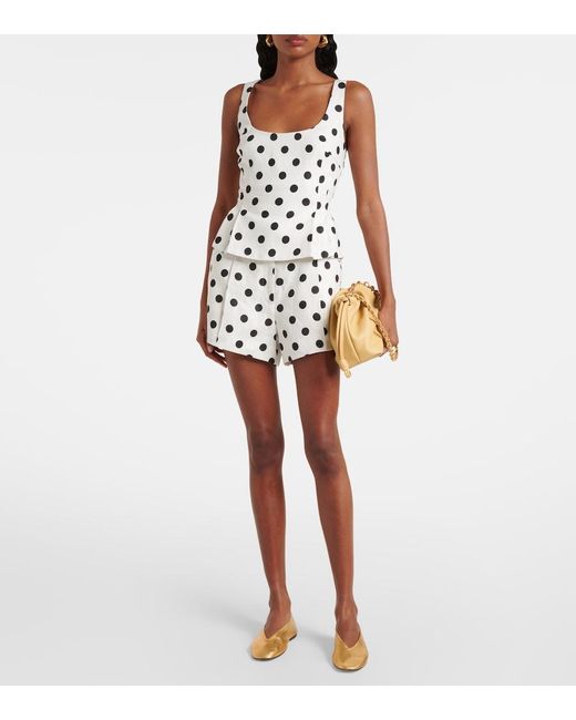 Posse White Rosalie Polka-Dot Linen Shorts