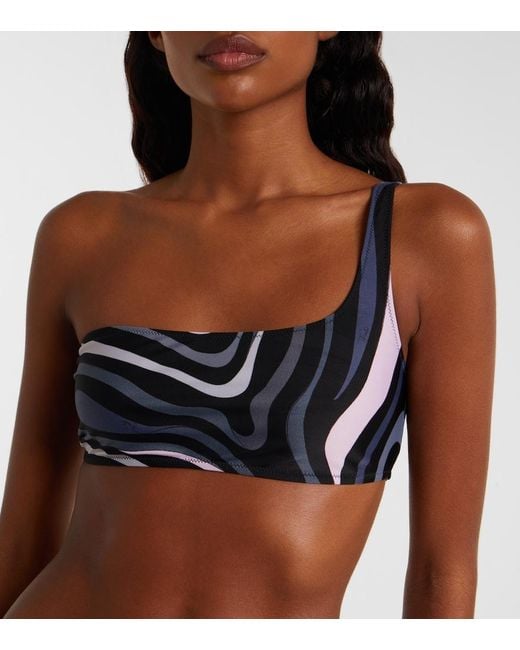 Emilio Pucci Blue Marmo Bikini Top