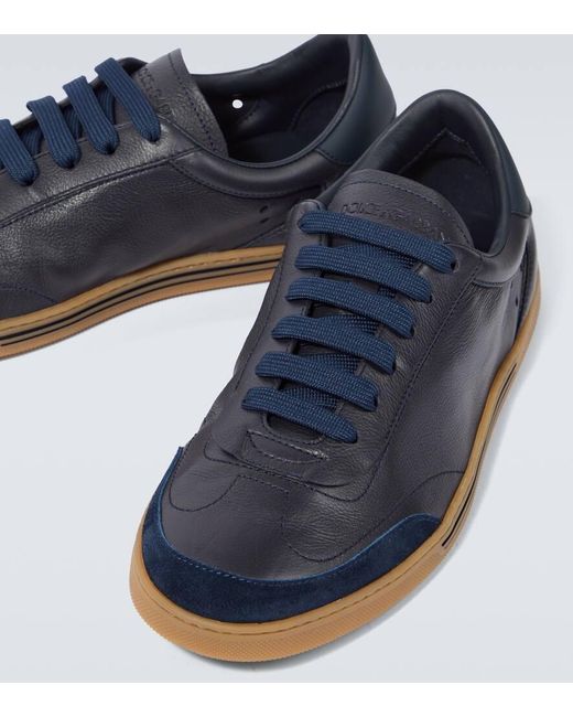 Sneakers DG in pelle di Dolce & Gabbana in Blue da Uomo