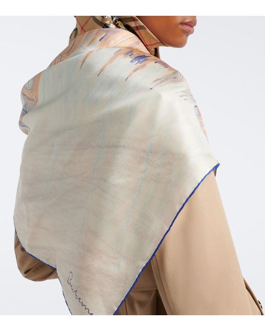 Burberry Multicolor Printed Silk Twill Scarf