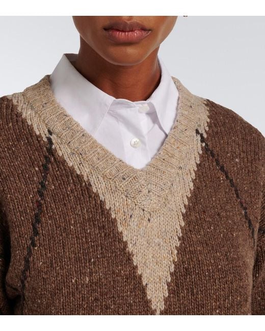 Altuzarra Brown Parish Argyle Wool And Alpaca Blend Sweater