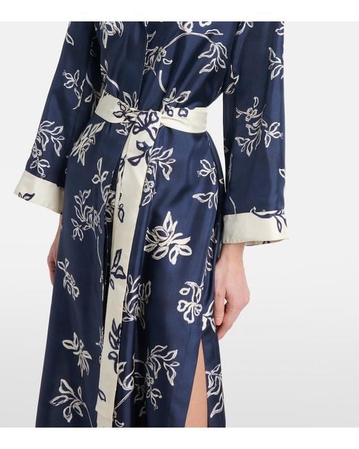 Max Mara Blue Timeo Printed Twill Wrap Dress