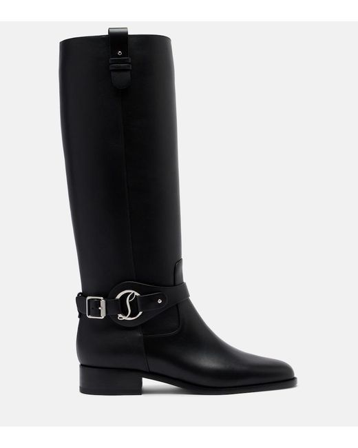 Christian Louboutin Black Dianouchette Botta Leather Flat Boots
