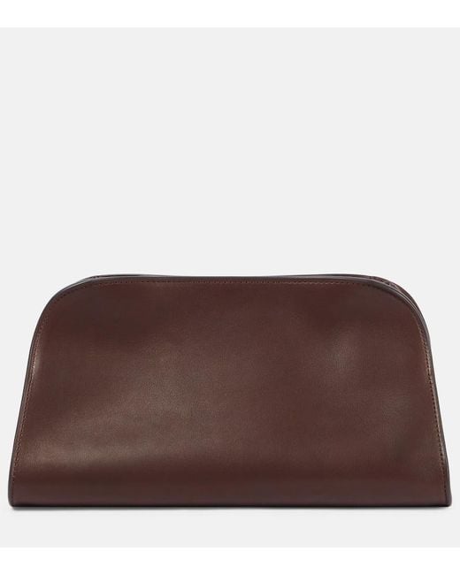 The Row Brown Peggy Leather Clutch