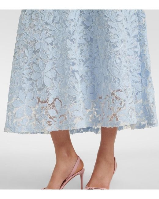 Jonathan Simkhai Blue Deanna Lace Guipure Cotton Midi Dress