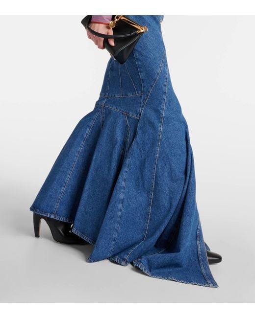 Etro Blue Denim Maxi Skirt