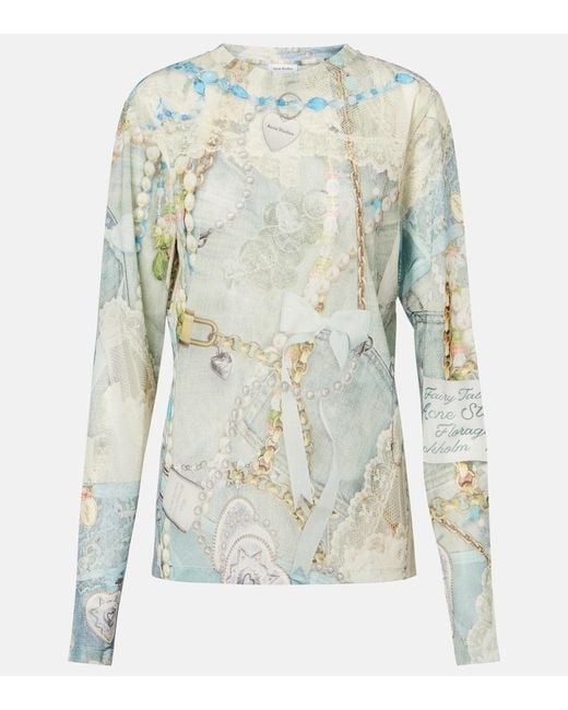 Acne Blue Elway Printed Jersey T-Shirt