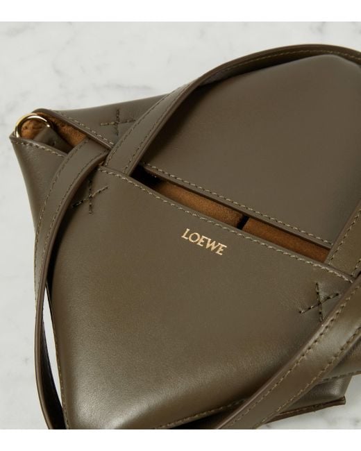 Loewe Green Puzzle Fold Mini Leather Tote Bag