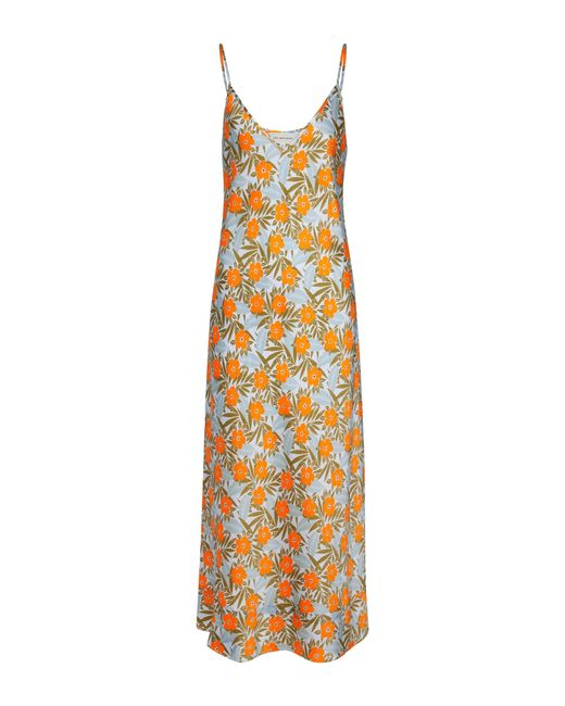 Lee Mathews Stella Floral Silk Satin Slip Dress in Metallic