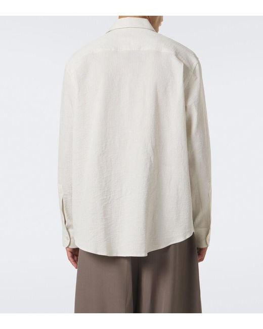 Studio Nicholson White View Striped Cotton And Linen Shirt for men