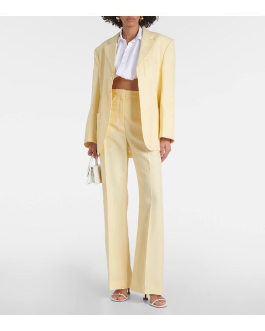Pantalon droit Sauge a taille haute Jacquemus en coloris Yellow