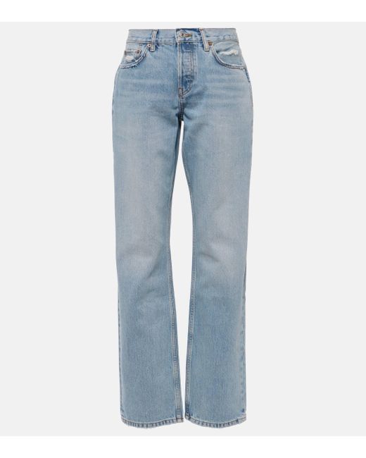 Re/done Blue Easy Mid-rise Straight Jeans