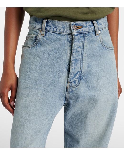 Balenciaga Blue Frayed Tapered Jeans