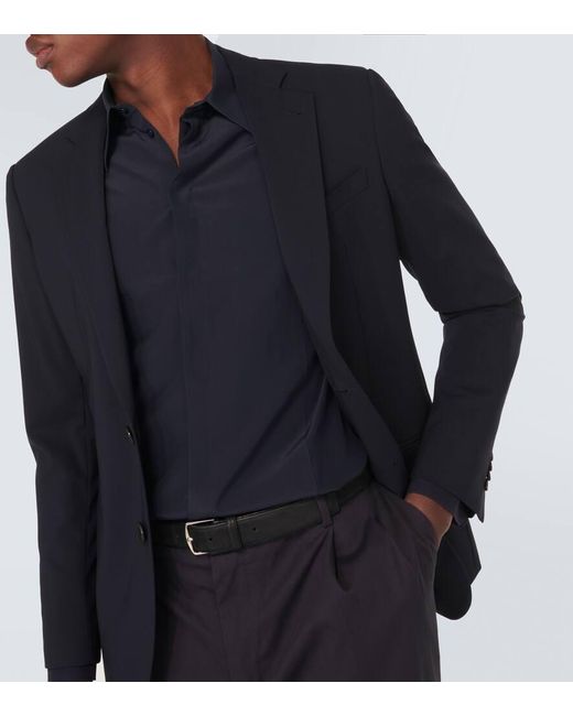 Camicia in seta crepe de chine di Dolce & Gabbana in Blue da Uomo