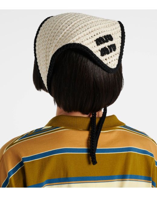 Miu Miu White Logo Crochet Cotton Headband