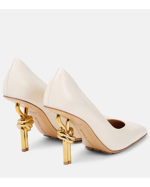 Bottega Veneta White Knot Leather Pumps
