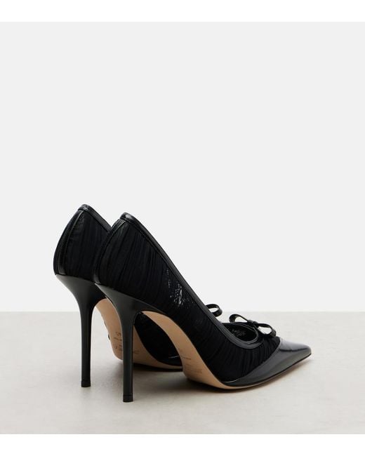 Jimmy Choo Black Love 100 Leather-Trimmed Mesh Pumps