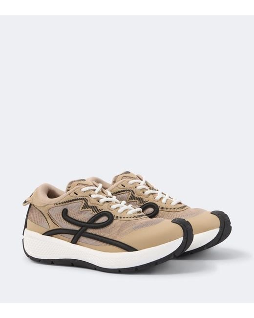 Loewe Natural Pogo Suede-Trimmed Sneakers for men
