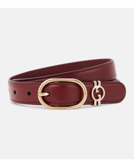 Gucci Red Interlocking G Leather Belt