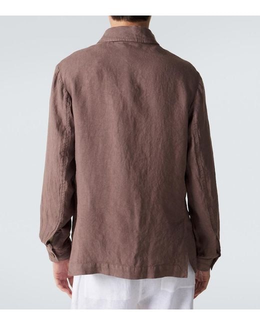 Camisa De Lino Fedeli de hombre de color Brown