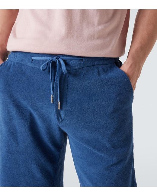 Fedeli Blue Cotton Terry Shorts for men