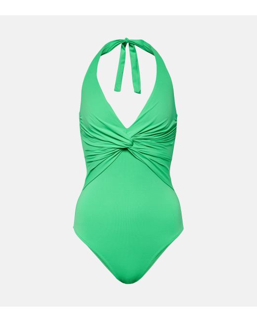 Melissa Odabash Green Zanzibar Gathered Swimsuit