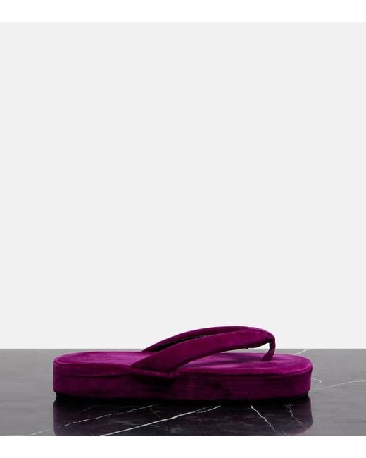 Balenciaga Purple Jet Lag Velvet Platform Thong Sandals