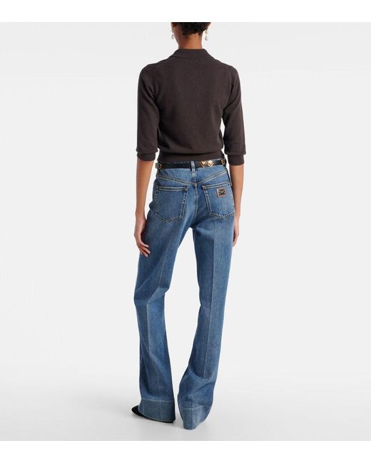 Dolce & Gabbana Brown Cashmere Polo Sweater