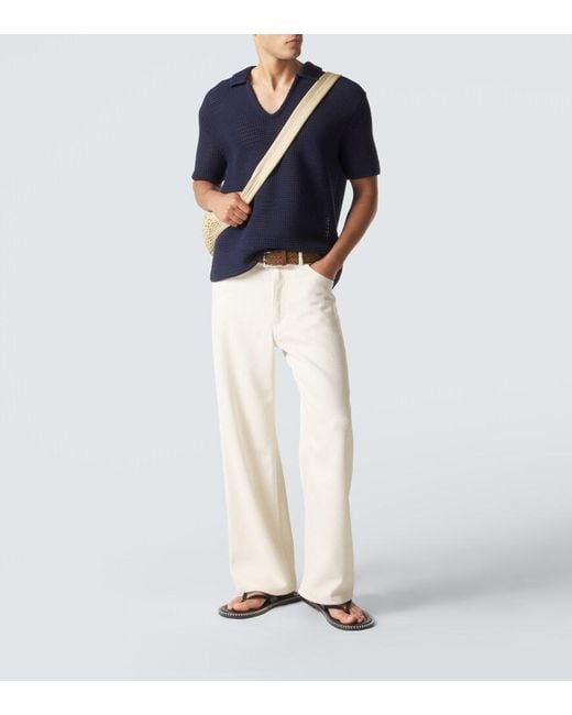 Orlebar Brown Blue Batten Crochet Cotton Polo Shirt for men