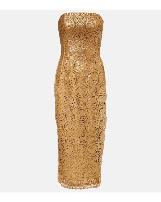 Emilia Wickstead Metallic Leila Guipure Lace Midi Dress