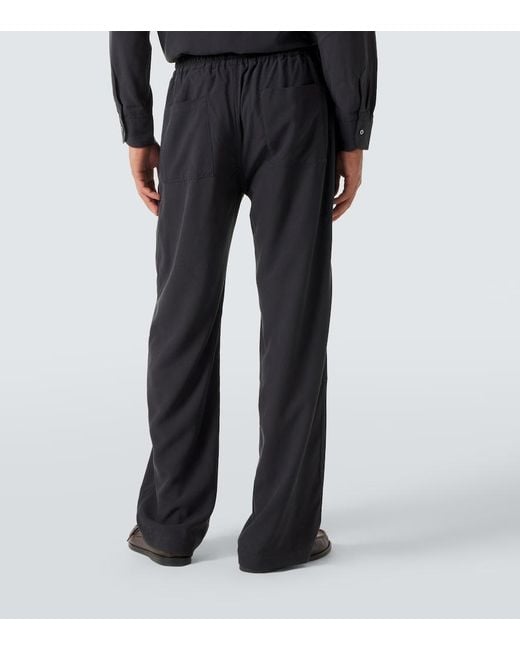 Saman Amel Black Alio Silk Straight Pants for men