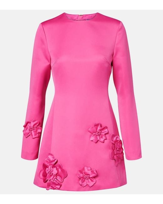 LEO LIN Pink Aliza Floral-Applique Minidress