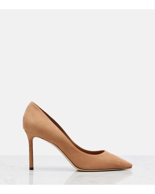 Jimmy Choo Brown Romy 85 Suede Pumps