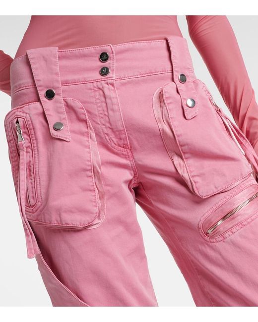 Blumarine Pink Low-Rise Straight Cargo-Jeans