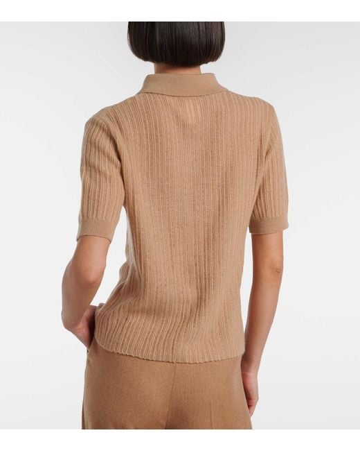 Jardin Des Orangers Natural Ribbed-Knit Cashmere Polo Shirt