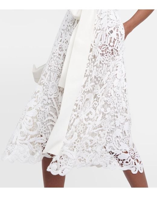 Elie Saab Natural Lace Midi Dress