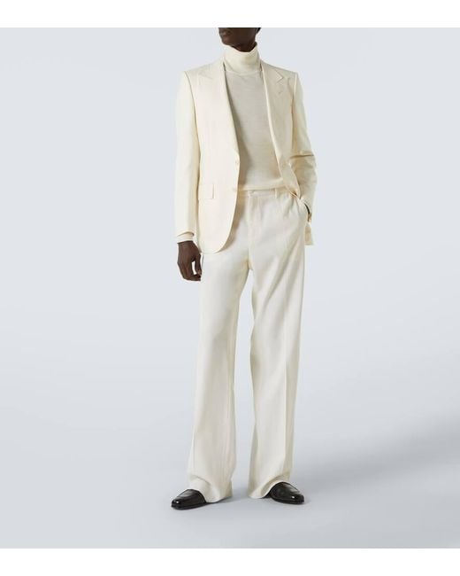 Tom Ford Rollkragenpullover Aus Kaschmir Und Seide in White für Herren