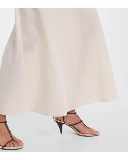 Khaite White Mauva Silk And Cotton Organza Maxi Skirt