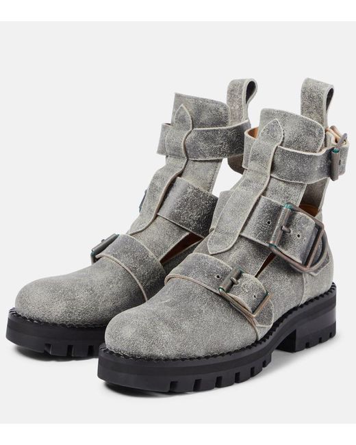 Vivienne Westwood Gray Cut-out Leather Ankle Boots