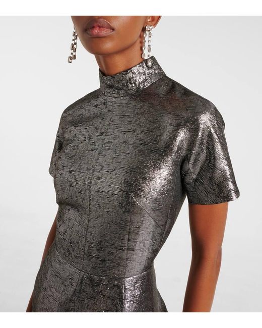 Emilia Wickstead Gray Robe Malinda Aus Jacquard
