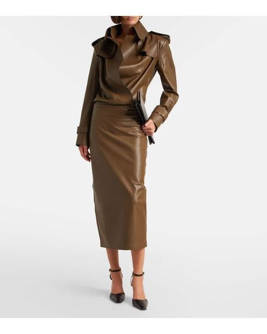 Jupe Midi A Taille Haute Norma Kamali en coloris Brown