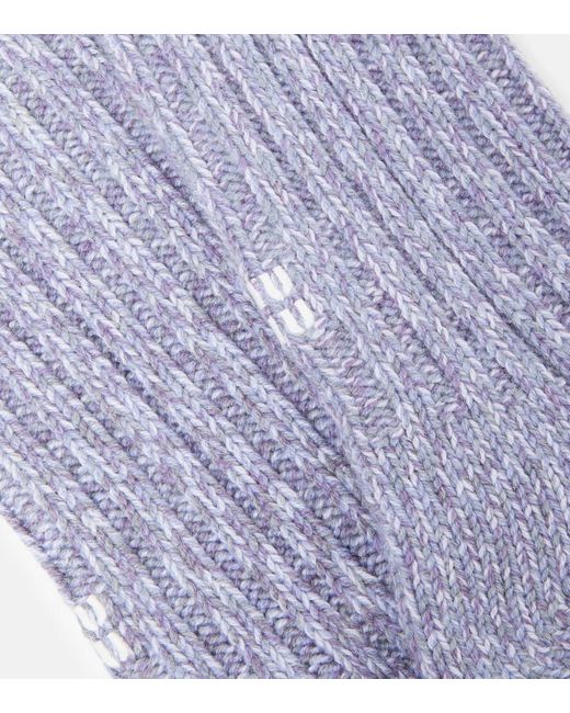 Calcetines de lana y cachemir con logo Miu Miu de color Purple