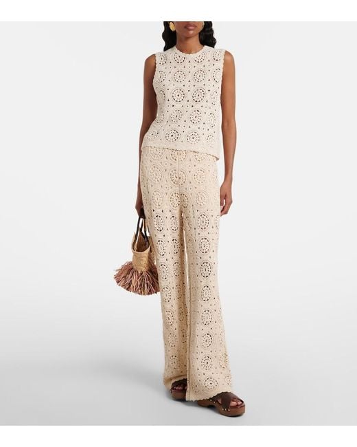 FRAME Natural The Crochet Cotton Top