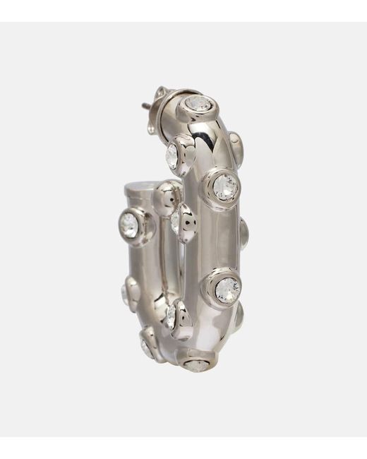 Rabanne White Crystal-Embellished Hoop Earrings