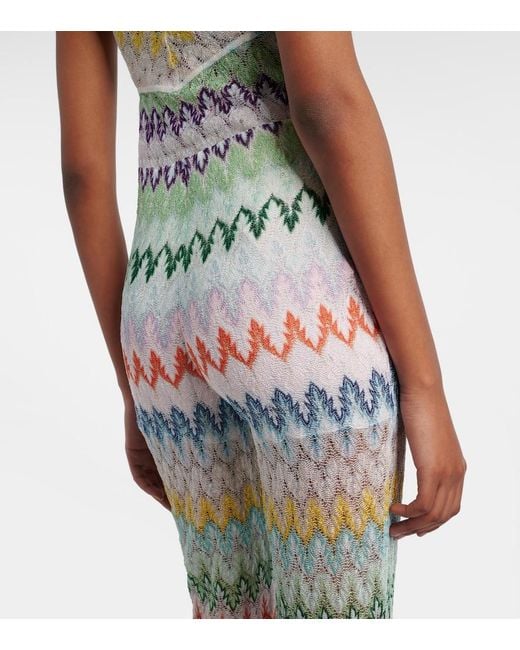 Missoni Green Open-Knit Lame Flared Pants