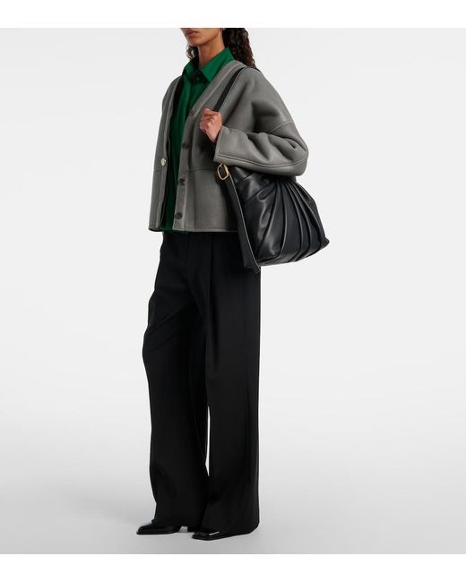 Loewe Black Draped Leather Tote Bag