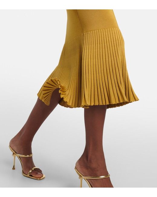 Galvan Metallic Atalanta Ribbed-Knit Midi Dress